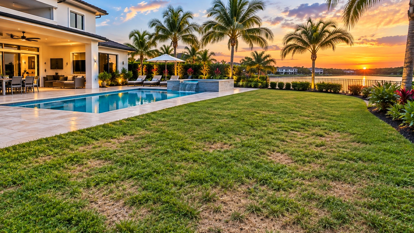 Backyard before artificial turf installation