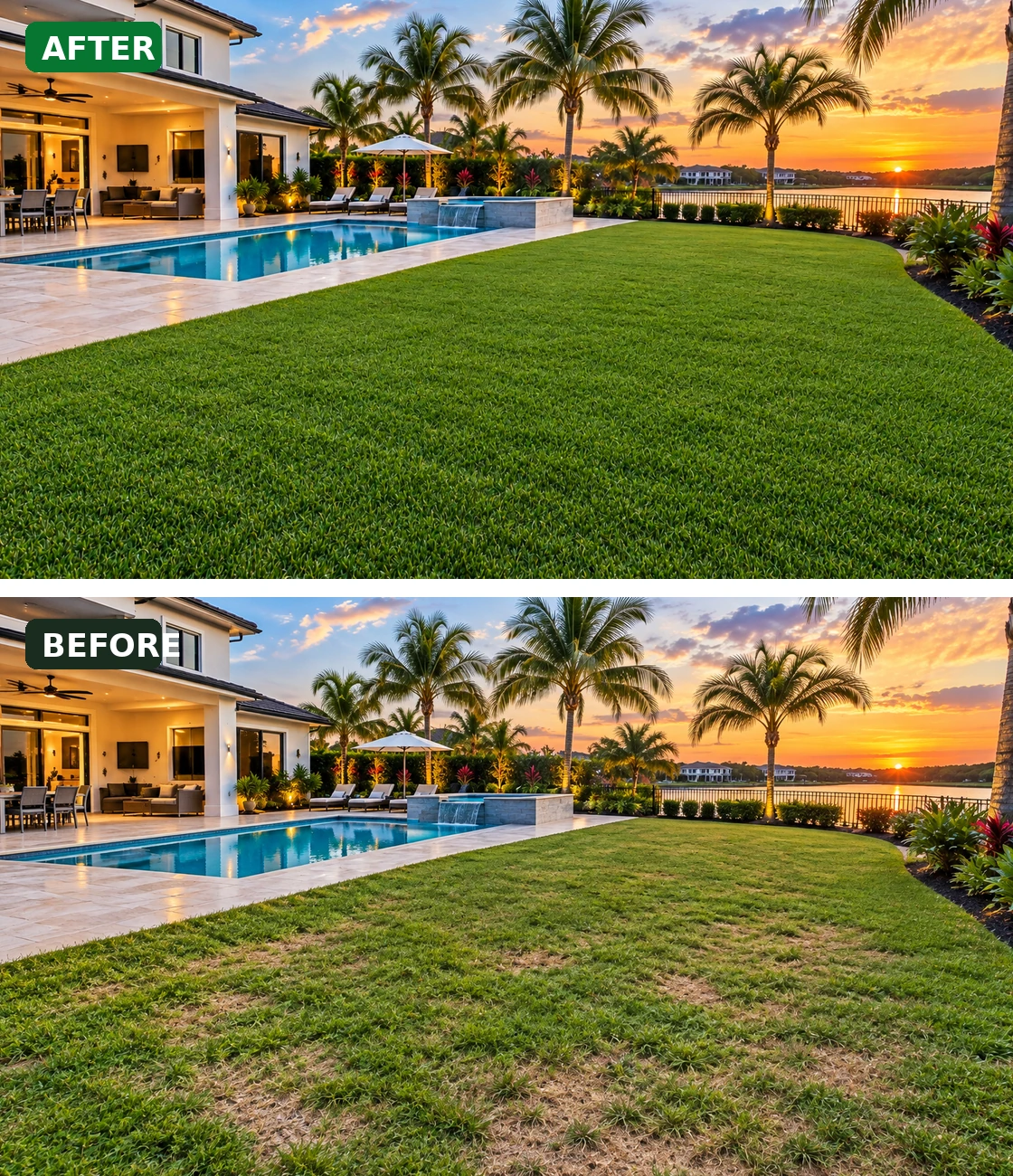 Artificial turf backyard before and after transformation