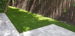 Artificial grass in the backyard of a Fort Lauderdale home